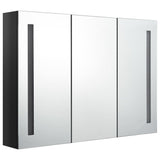 Armoire de salle de bain à miroir LED 89x14x62 cm noir brillant