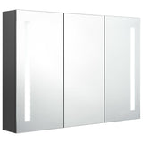 Armoire de salle de bain à miroir LED 89x14x62 cm Gris