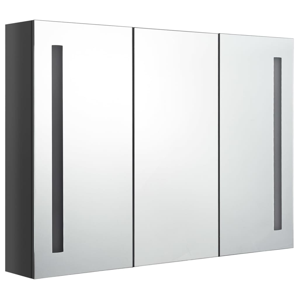 LED mirror bathroom cabinet 89x14x62 cm Glossy grey