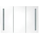 Armoire de salle de bain à miroir LED 89x14x62 cm Gris brillant