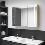 Armoire de salle de bain à miroir LED 89x14x62 cm chêne