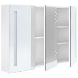 Armoire de salle de bain à miroir LED 89x14x62cm Blanc brillant