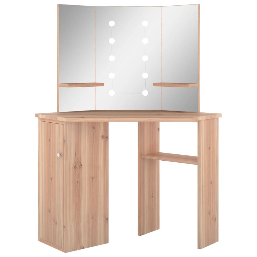 Eckschminktisch mit LED Eiche 111x54x141,5 cm