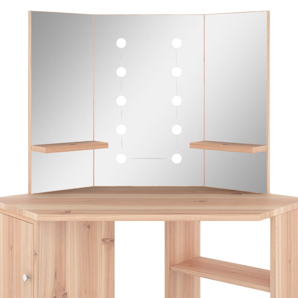 Eckschminktisch mit LED Eiche 111x54x141,5 cm