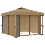 Tonnelle avec rideau 3x3 m Taupe Aluminium