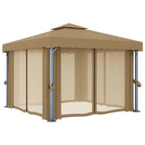 Tonnelle avec rideau 3x3 m Taupe Aluminium