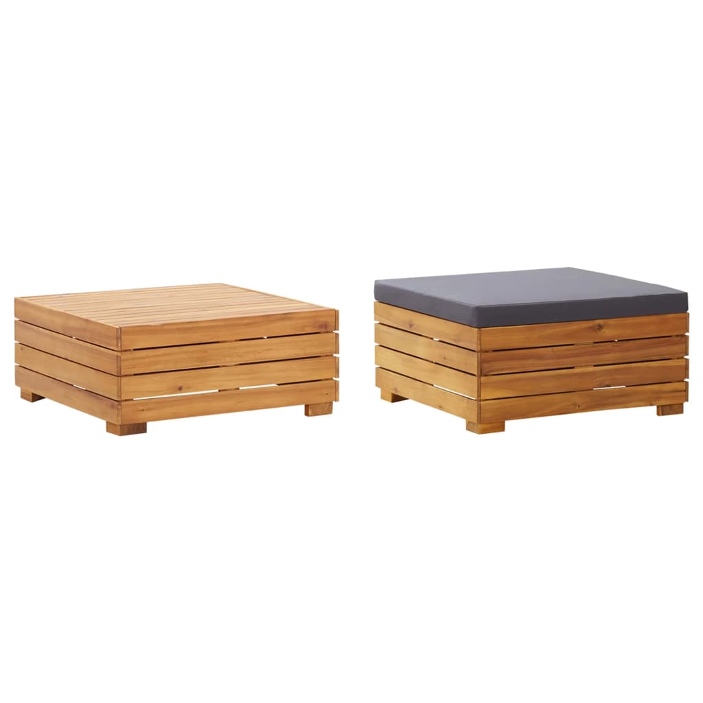 Garden table and footrest and cushion Solid acacia wood