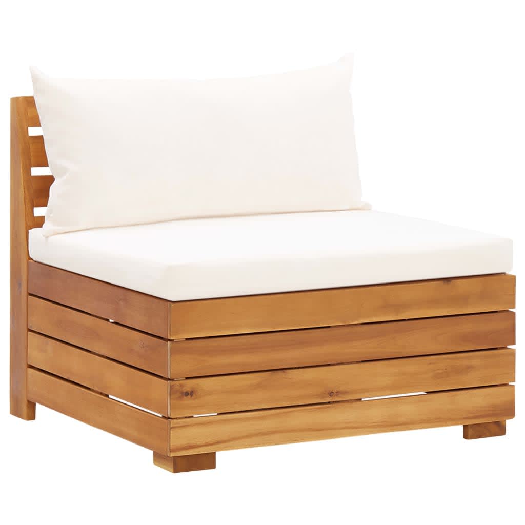 Salon de jardin 2 pcs avec coussins bois d'acacia solide