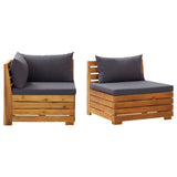 Salon de jardin 2 pcs avec coussins Bois d'acacia solide