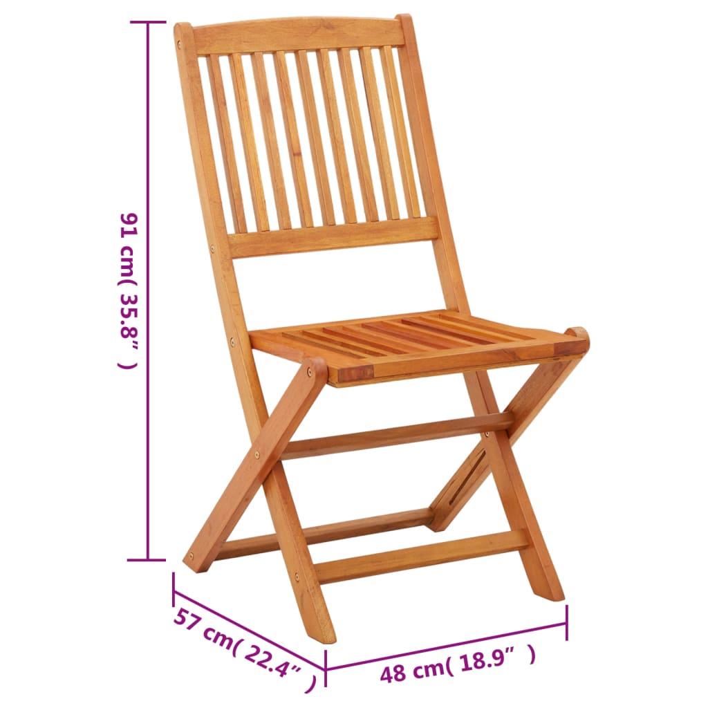 Chaises de jardin pliables lot de 4 Bois d'eucalyptus massif