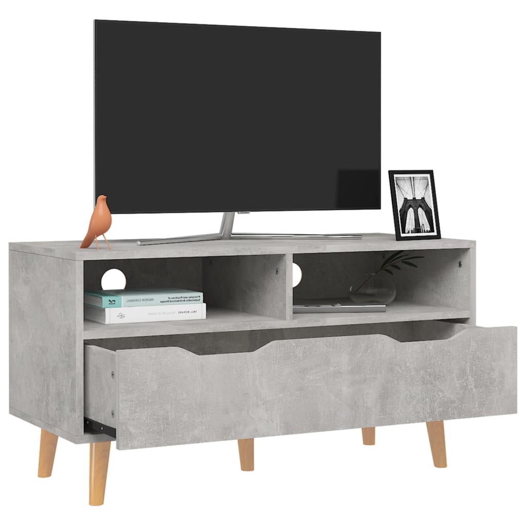 Meuble TV gris béton 90x40x48,5 cm bois d'ingénierie