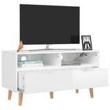 Meuble TV blanc brillant 90x40x48,5 cm bois d'ingénierie