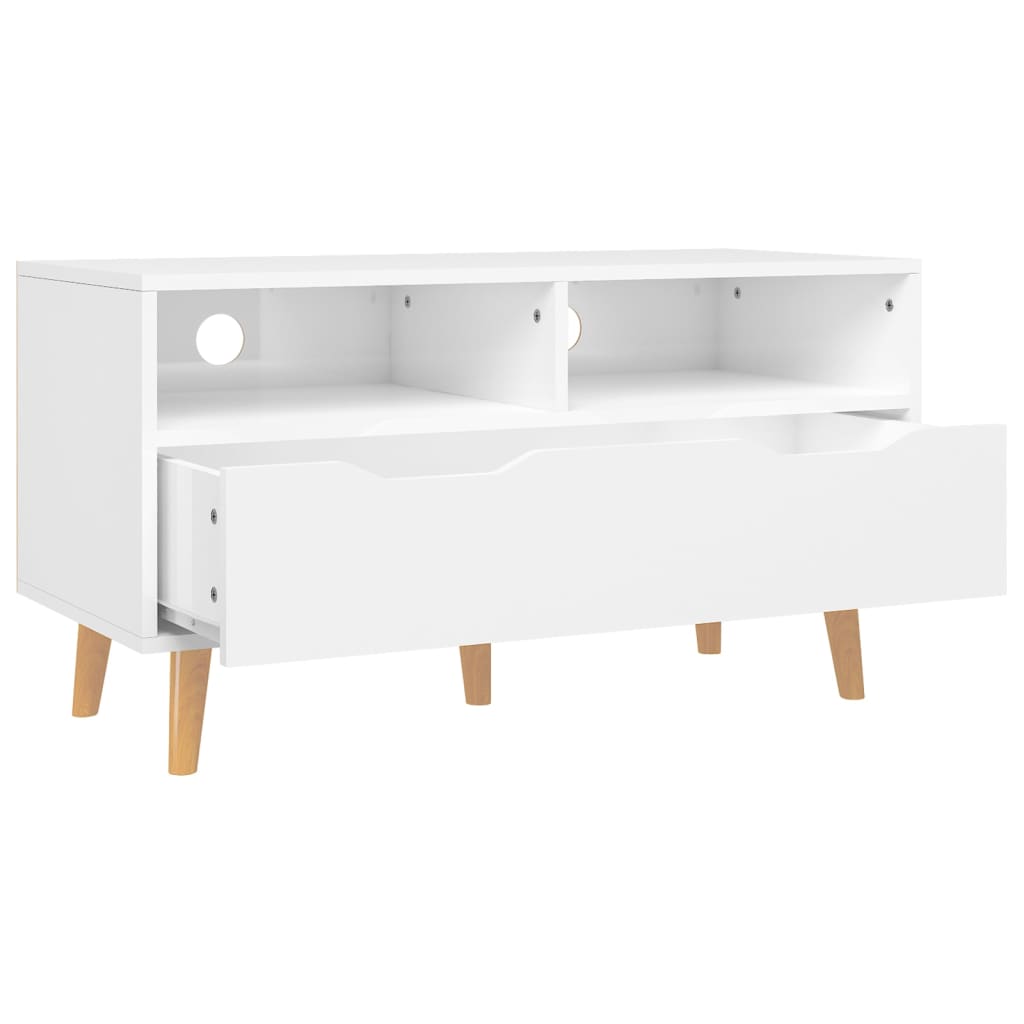 Meuble TV blanc brillant 90x40x48,5 cm bois d'ingénierie