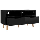 Meuble TV noir brillant 90x40x48,5 cm bois d'ingénierie