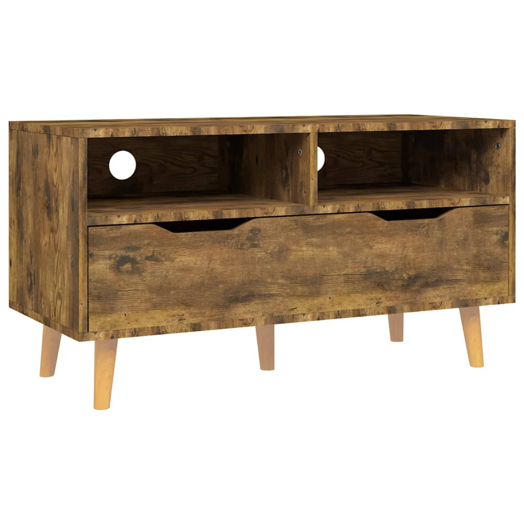 Meuble TV chêne fumé 90x40x48,5 cm bois d'ingénierie