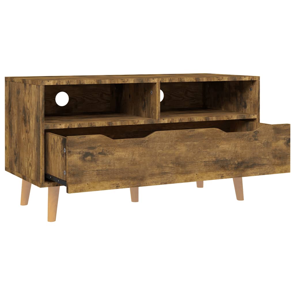 Meuble TV chêne fumé 90x40x48,5 cm bois d'ingénierie