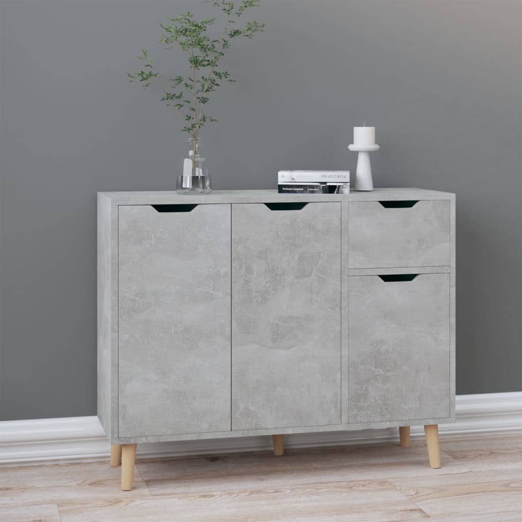 Concrete gray sideboard 90x30x72 cm engineered wood