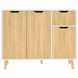 White and Sonoma Oak Sideboard 90x30x72 cm Engineered Wood