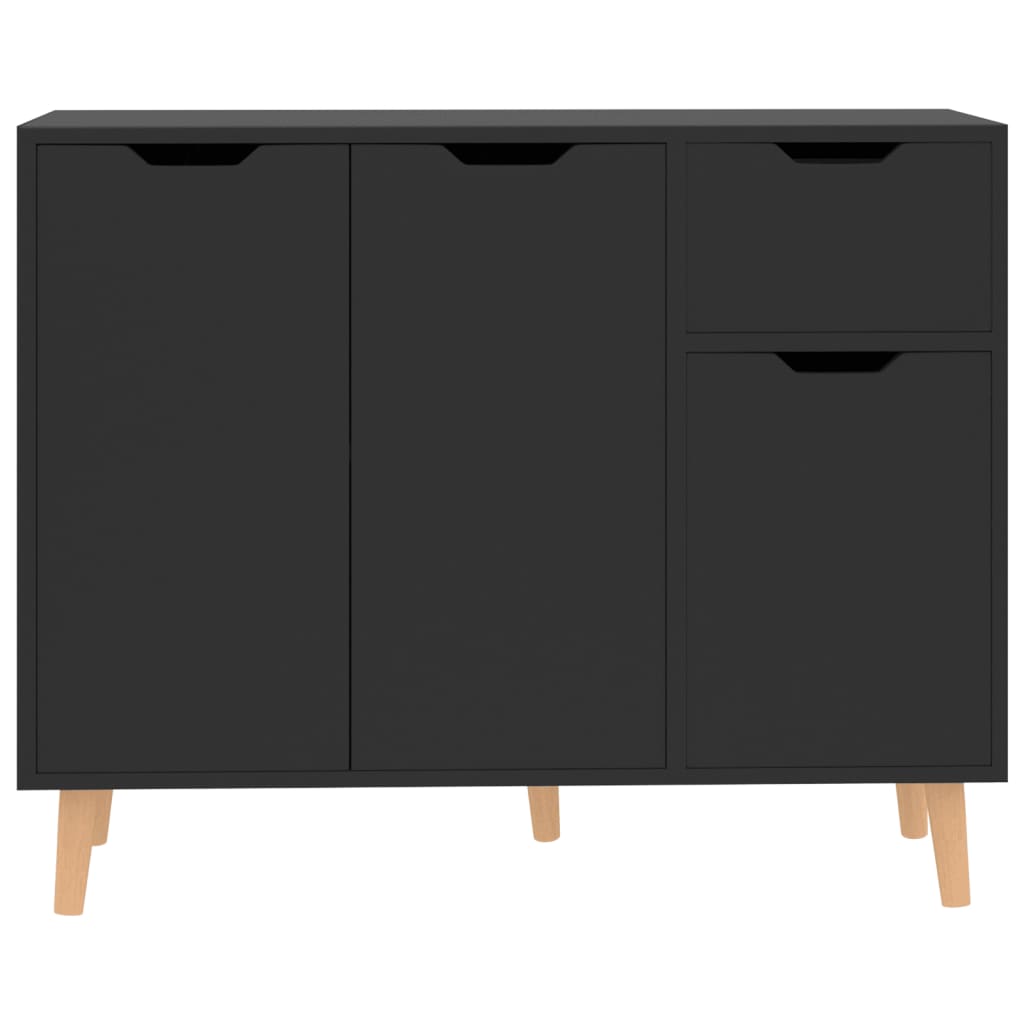 Hochglanzschwarzes Sideboard 90x30x72 cm aus Holzwerkstoff