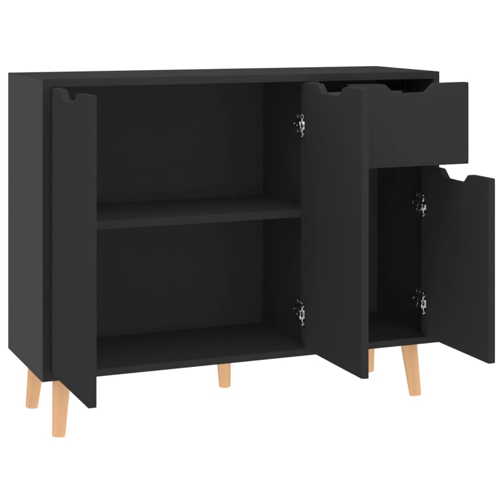 Hochglanzschwarzes Sideboard 90x30x72 cm aus Holzwerkstoff