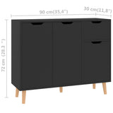 Hochglanzschwarzes Sideboard 90x30x72 cm aus Holzwerkstoff