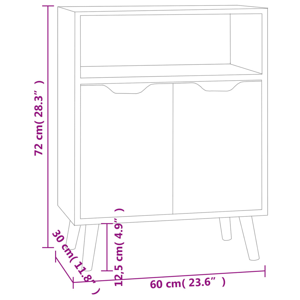 Betongraues Sideboard 60x30x72 cm, Holzwerkstoff