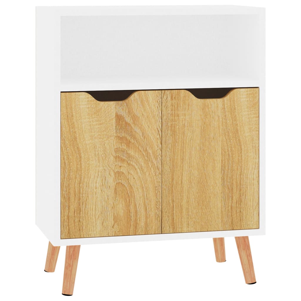 Buffet blanc et chêne sonoma 60x30x72 cm bois d'ingénierie