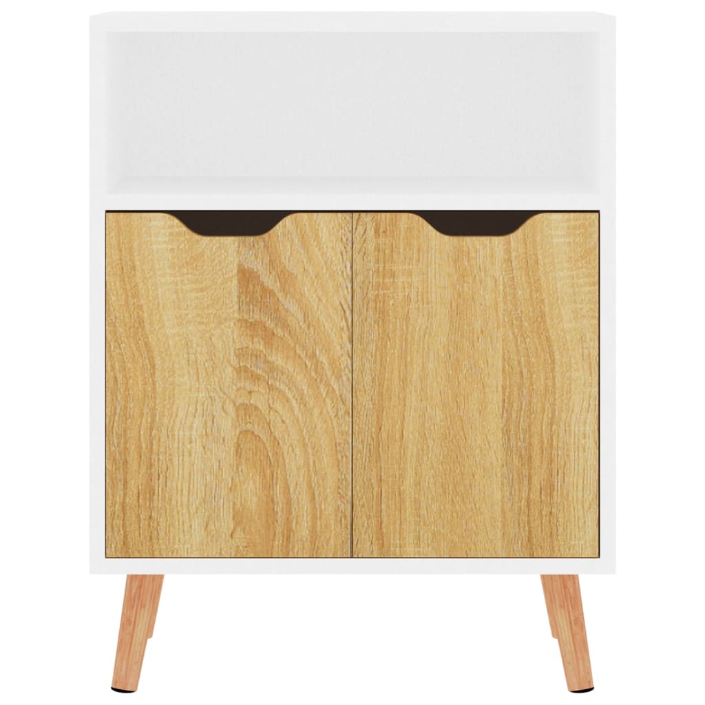 Buffet blanc et chêne sonoma 60x30x72 cm bois d'ingénierie