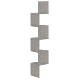 Étagère d'angle murale gris béton 19x19x123cm bois d'ingénierie