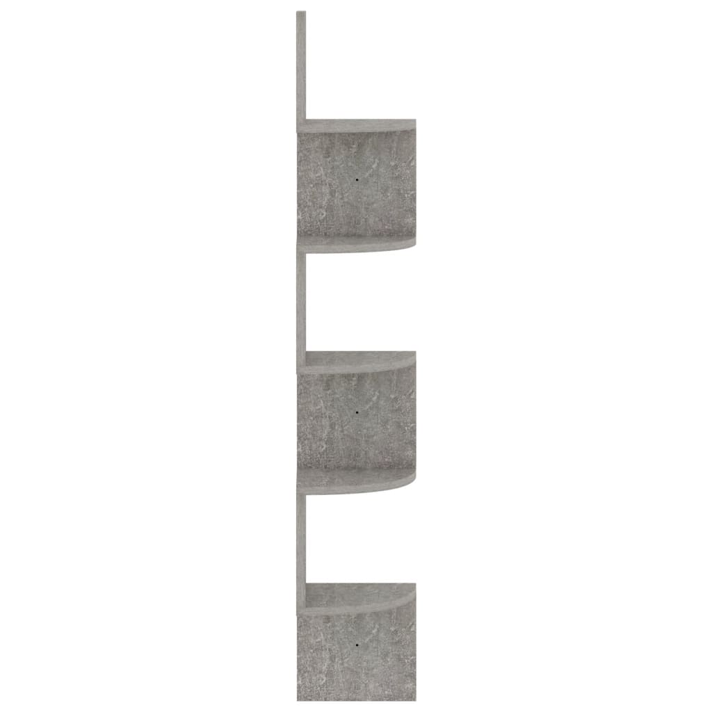 Étagère d'angle murale gris béton 19x19x123cm bois d'ingénierie