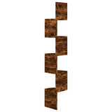 Étagère d'angle murale chêne fumé 19x19x123cm bois d'ingénierie