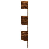 Étagère d'angle murale chêne fumé 19x19x123cm bois d'ingénierie