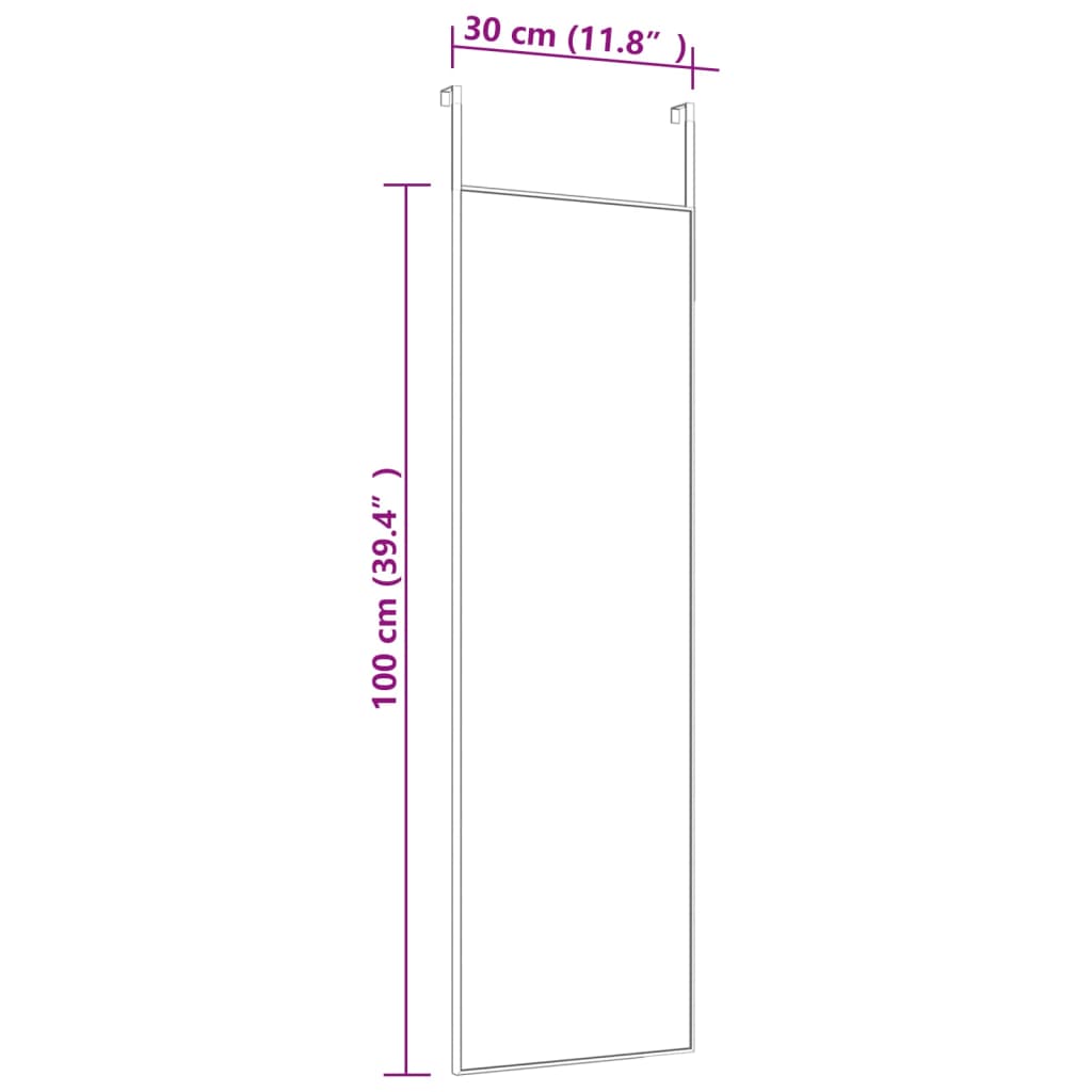 Goldener Türspiegel 30x100 cm Glas und Aluminium