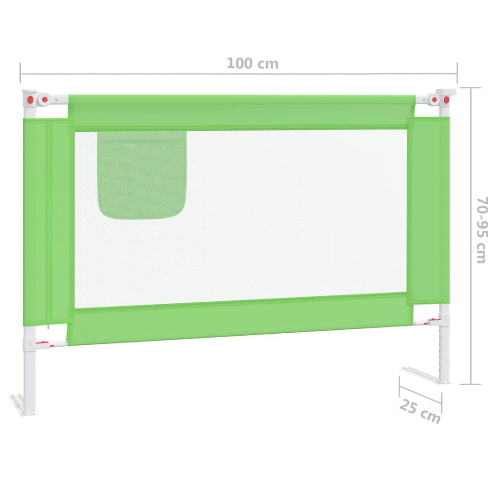 Barrière de sécurité de lit d'enfant Vert 100x25 cm Tissu