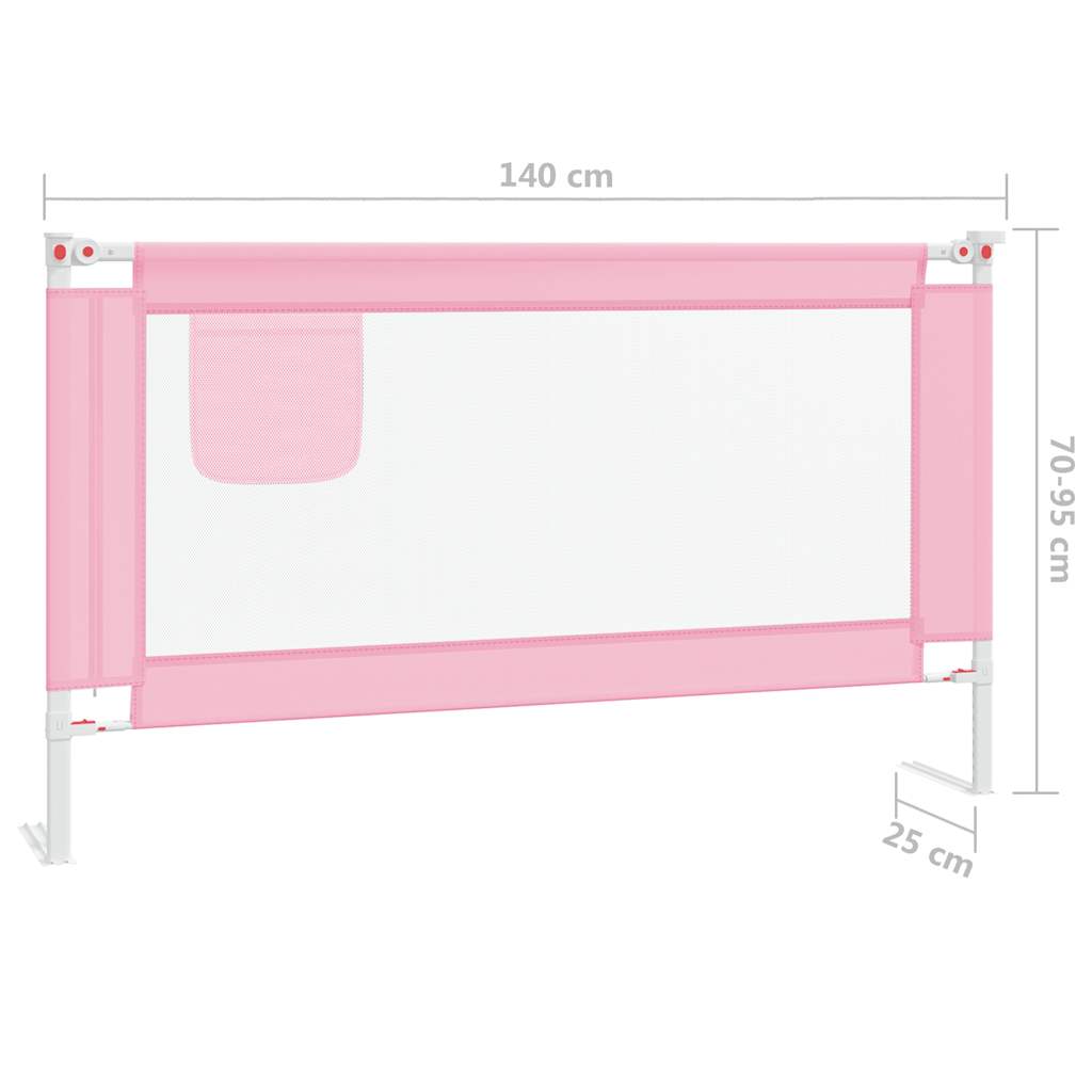 Barrière de sécurité de lit d'enfant Rose 140x25 cm Tissu