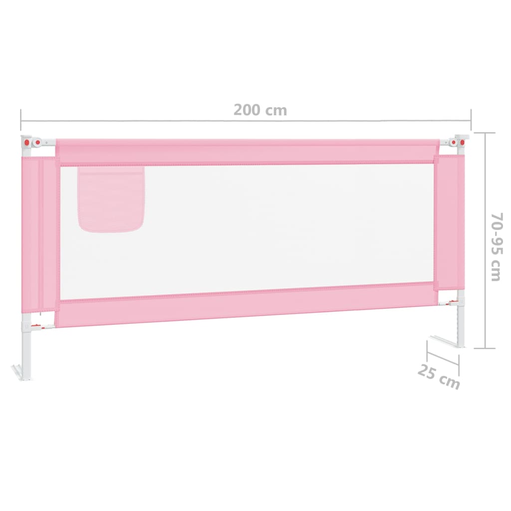 Barrière de sécurité de lit d'enfant Rose 200x25 cm Tissu