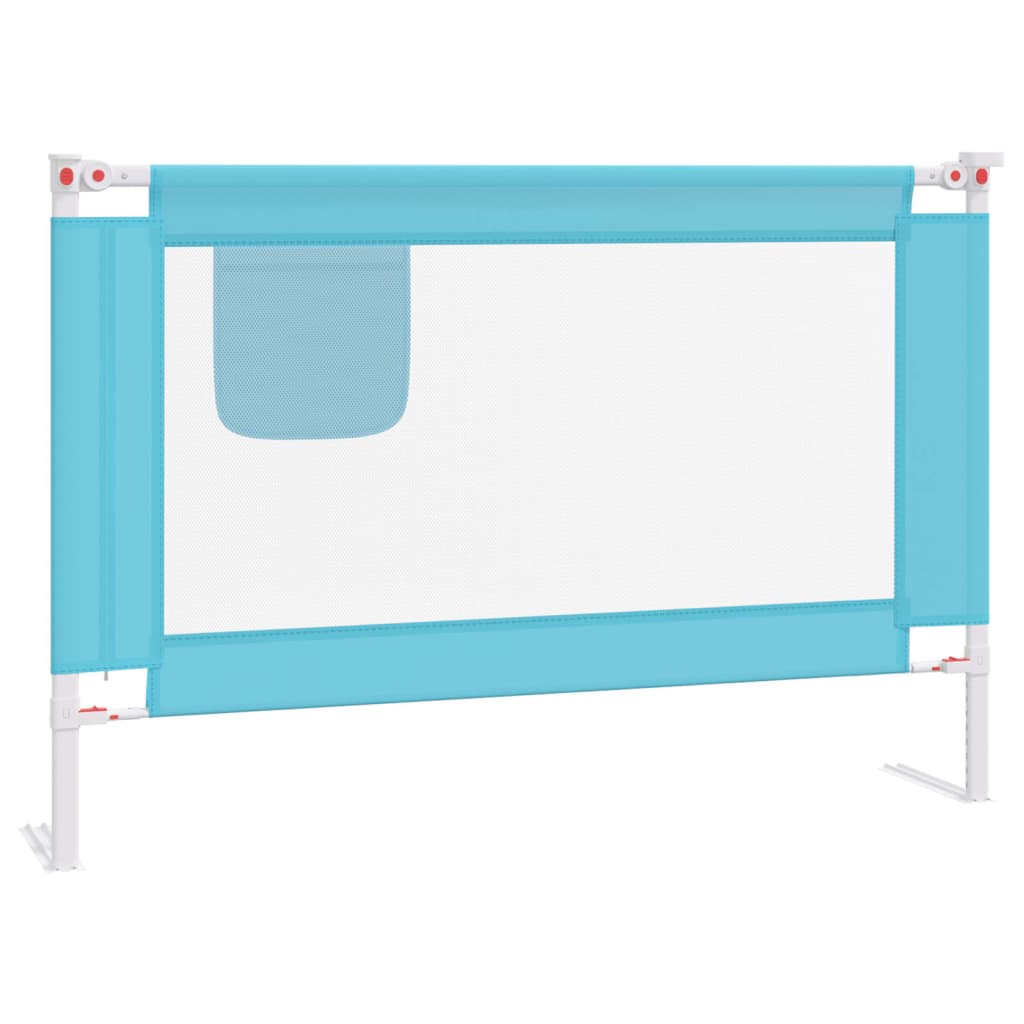 Sicherheitsbarriere für Kinderbetten Blau 100x25 cm Stoff