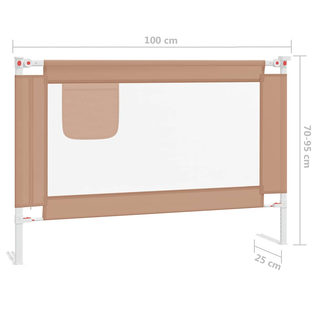 Kinderbett-Sicherheitsgeländer Taupe 100x25 cm Stoff