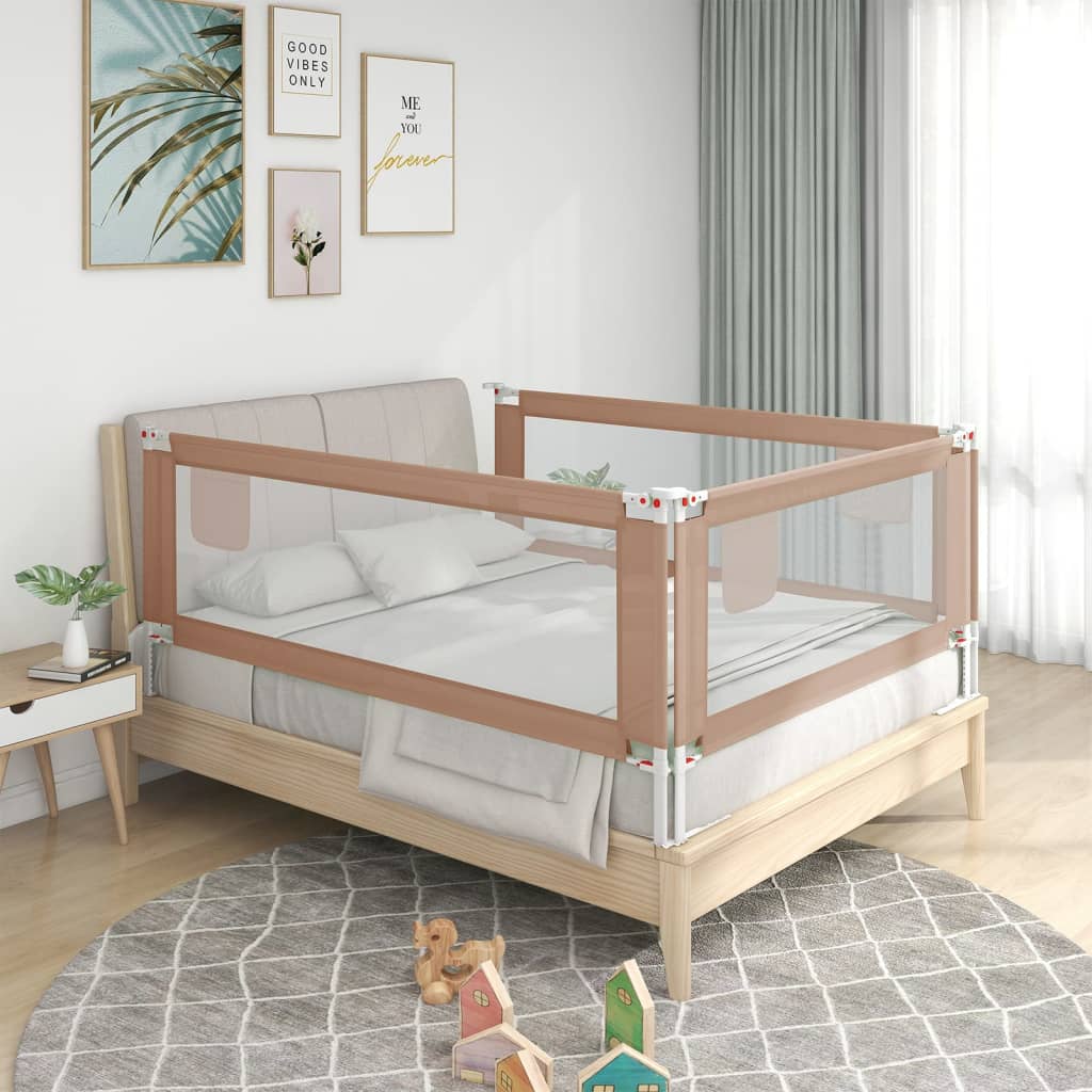 Taupe Child Bed Safety Barrier 160x25 cm Fabric