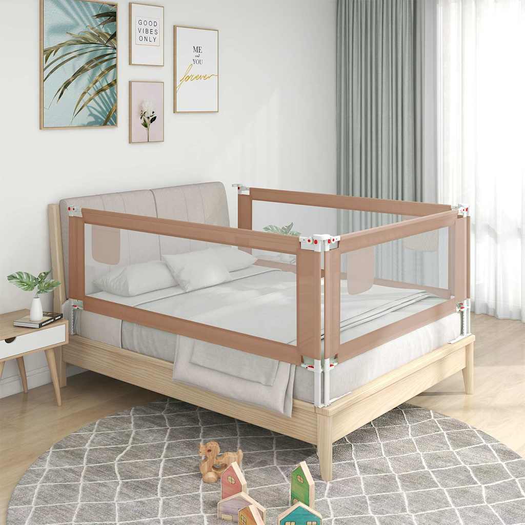 Barrière de sécurité de lit d'enfant Taupe 200x25 cm Tissu