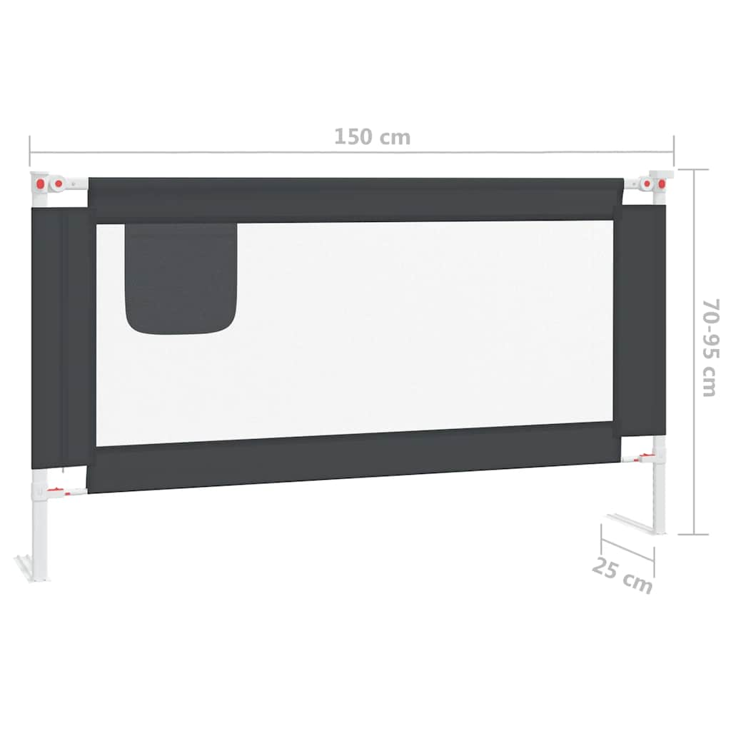 Sicherheitsbarriere für Kinderbetten Dunkelgrau 150x25 cm Stoff