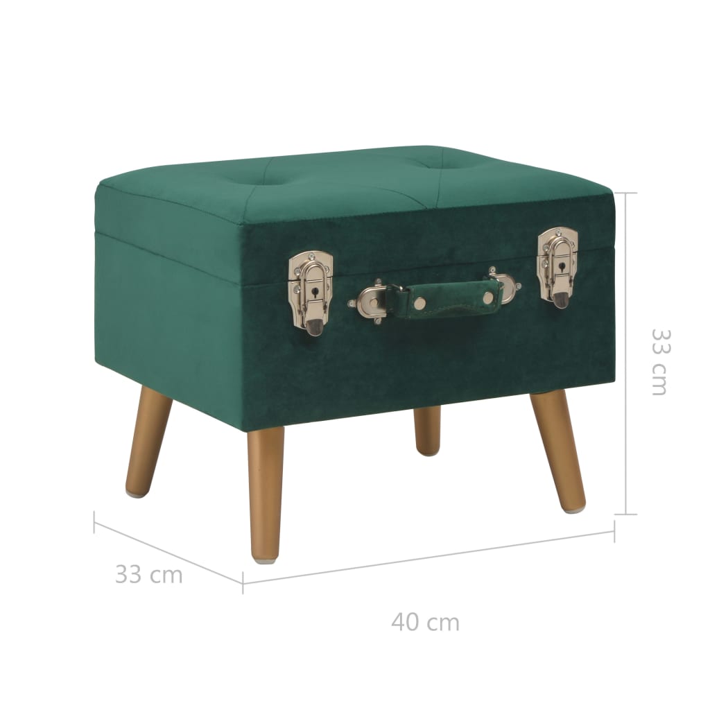 Tabouret de rangement 40 cm Vert Velours