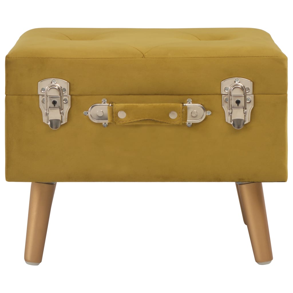 Tabouret de rangement 40 cm Jaune moutarde Velours