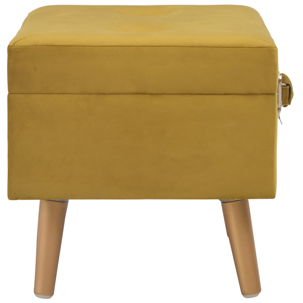 Tabouret de rangement 40 cm Jaune moutarde Velours