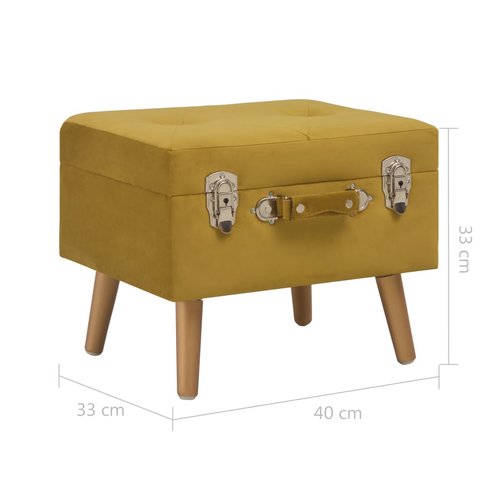 Tabouret de rangement 40 cm Jaune moutarde Velours