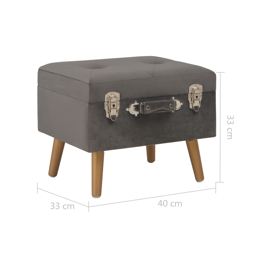 Tabouret de rangement 40 cm Gris Velours