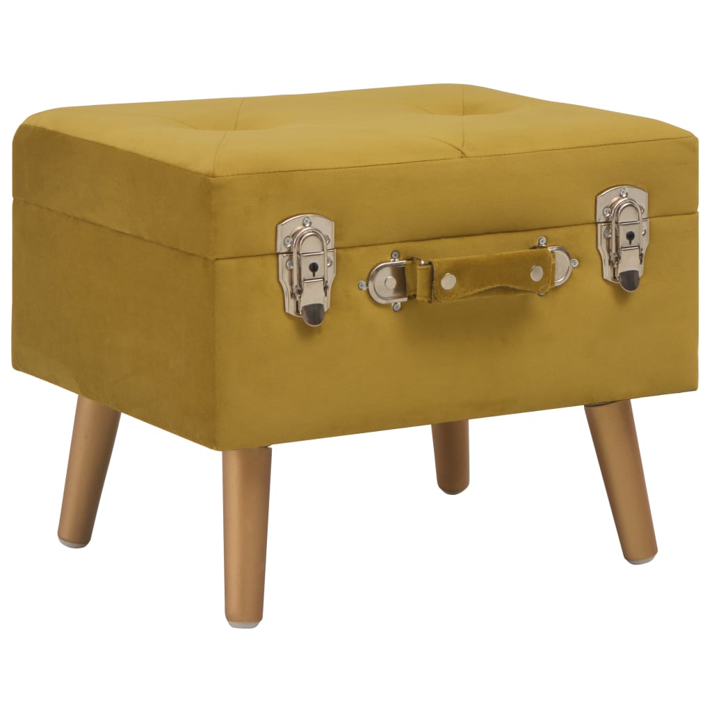 Tabourets de rangement lot de 3 Jaune moutarde Velours