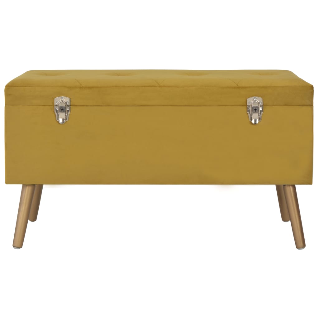 Tabourets de rangement lot de 3 Jaune moutarde Velours