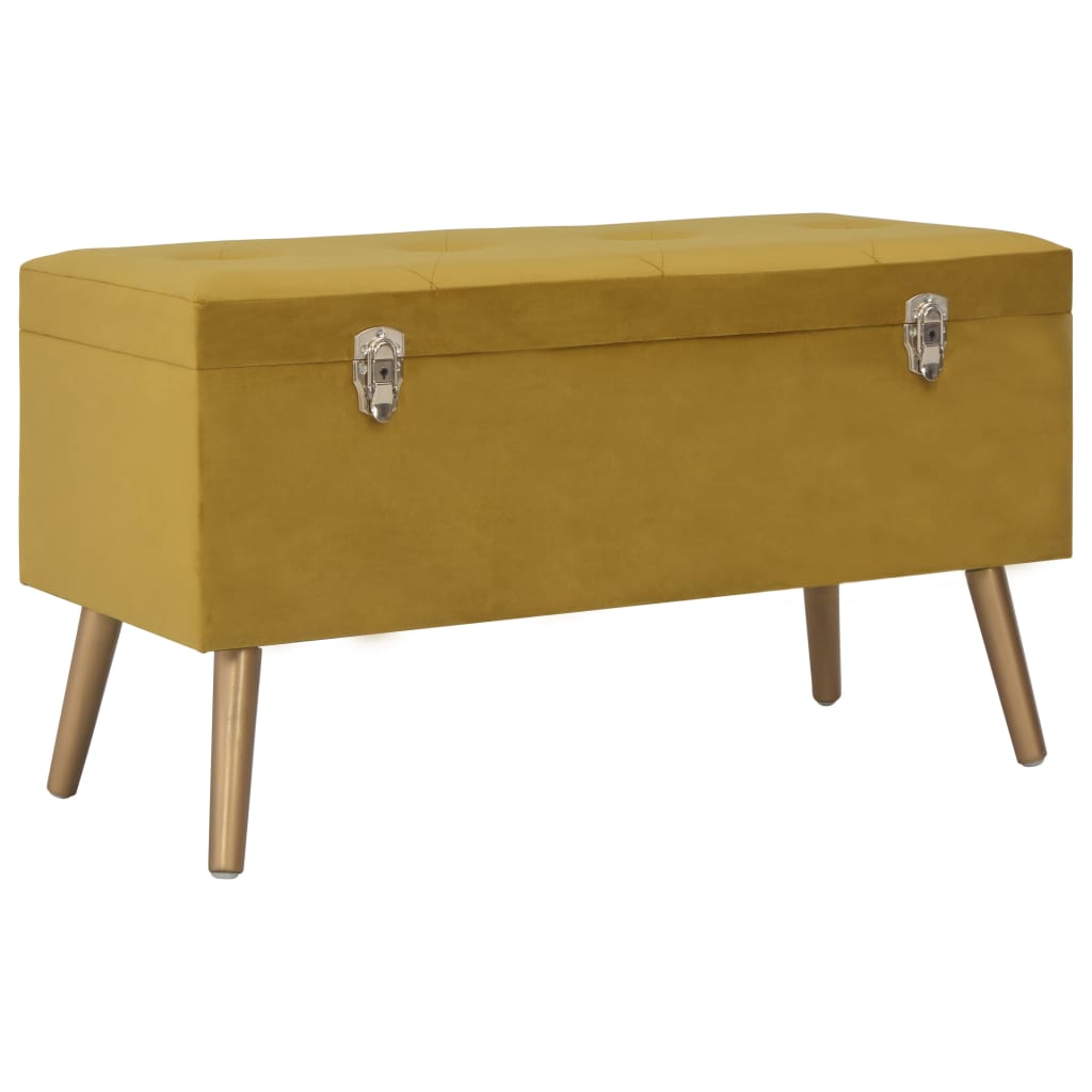 Tabourets de rangement lot de 3 Jaune moutarde Velours