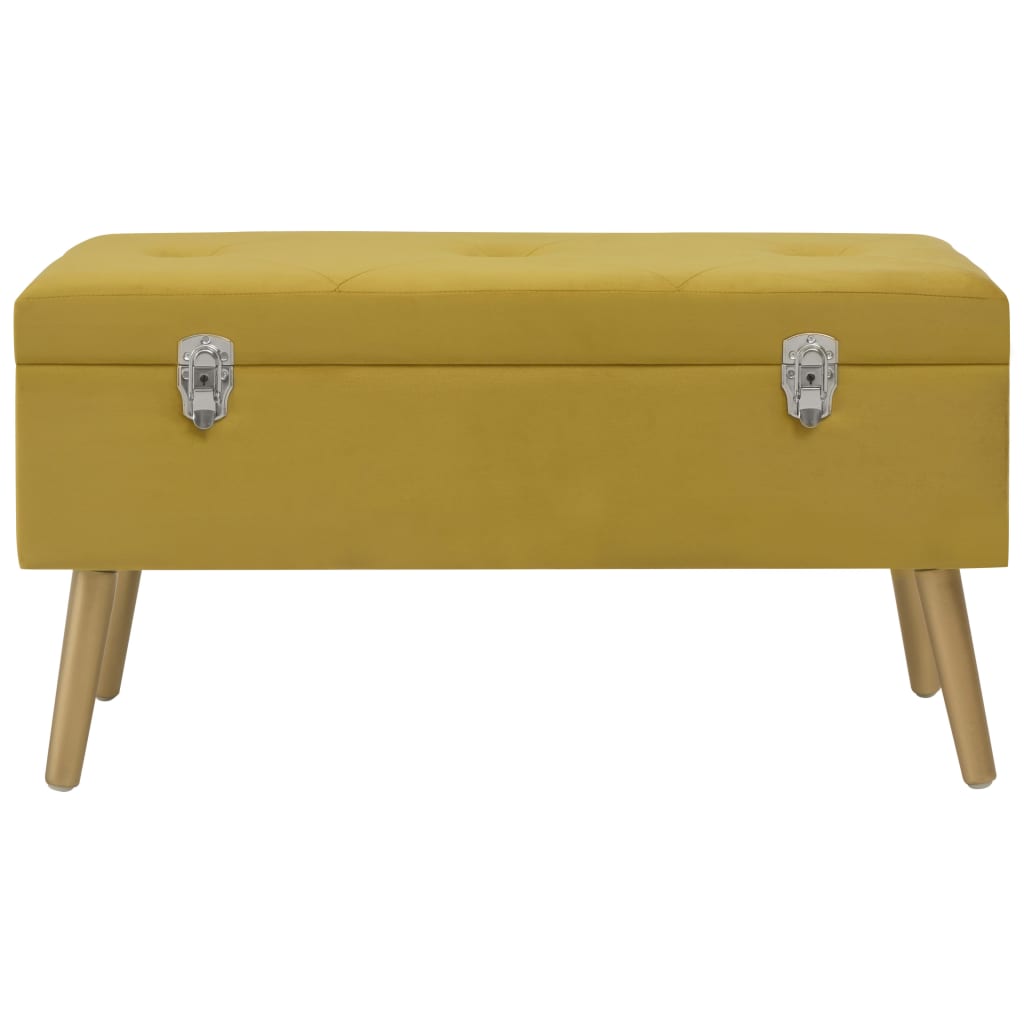 Banc avec compartiment de rangement 80cm Jaune moutarde Velours